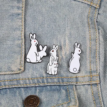 

Funny Rabbit Brooches Evil White Animal Enamel Metal Pins For Women Kids Coat Shirt Bag Jackets Collar Lapel Badge Jewelry Gifts