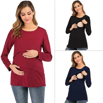 

Women's Nursing Top maternity clothes Long Sleeve print Breastfeeding Shirt 2020 breast feeding Tops 2020 maternity t shirt