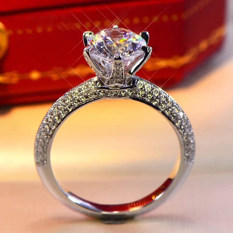 Origin Sterling Silver 925 Jewelry Natural Moissanite Ring Cushion Zirconia Anillos Tension Setting Square Gemstone Ring box
