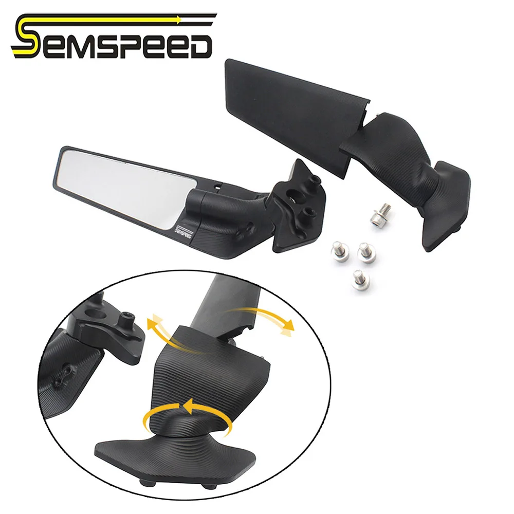 Semspeed Newest Modified Motorcycle 2pcs Rearview Mirrors Wind Wing