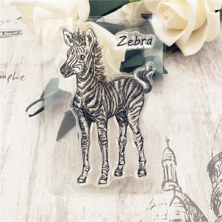 Прозрачный силиконовый штамп Little Zebra с животными для самостоятельного