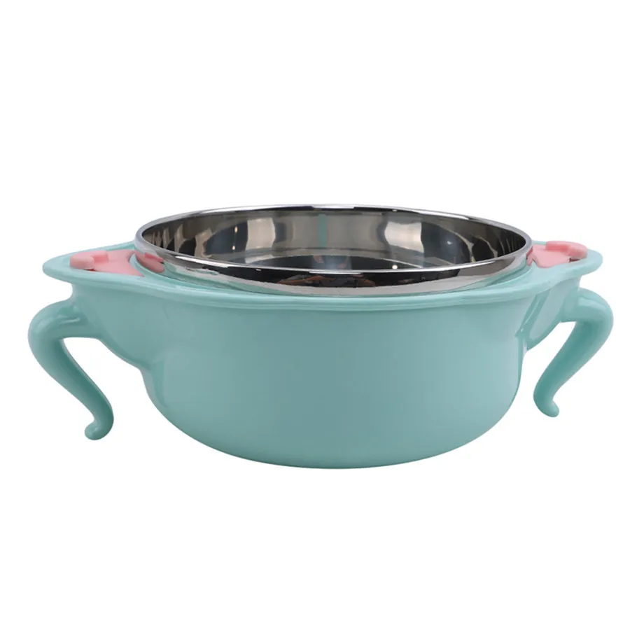 Ruiwjx Children's Tableware Baby Cutlery Set Stainless Steel Anti-Drop Bowl Sucker Bowl Food Supplement Bowl Spoon Set