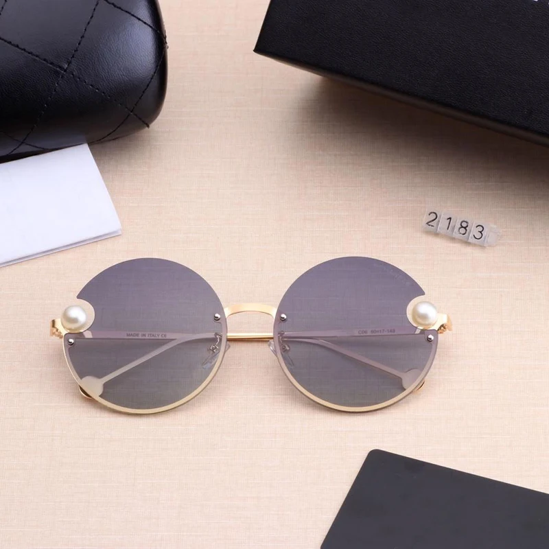 Новые роскошные брендовые круглые женские солнцезащитные очки Жемчужное Украшение модные солнцезащитные очки женские градиентные прозрачные Оттенки UV400 Oculos De Sol