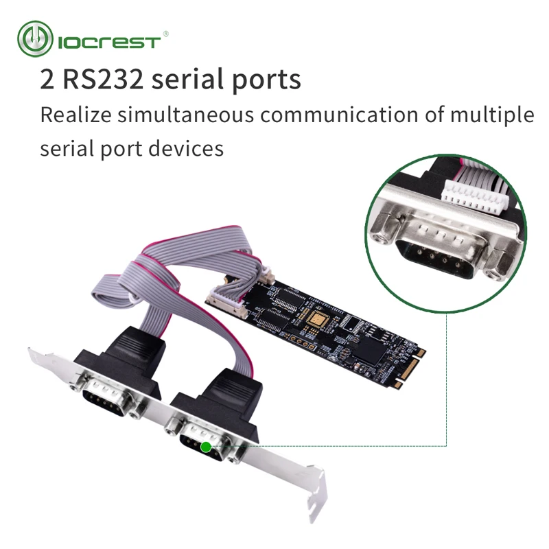 

IOCREST M.2 b key and m Key to rs232 db9 serial port card 22x80 mm support small size and low profile bracket