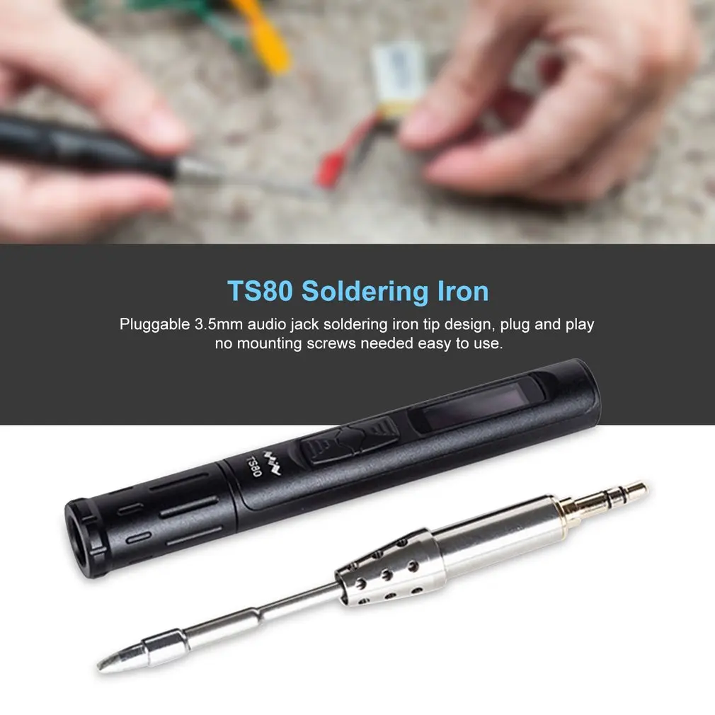 

New TS80 Mini Portable Digital Electric Soldering Iron Adjustable Temperature Solder Station OLED Display USB Type C Power QC3.0