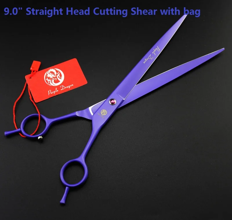 LZS0501 Straight 9," 24 см большие профессиональные ножницы для домашних животных ножницы для стрижки собак Япония 440c прямые изогнутые ножницы для домашних животных с сумкой LZS0505 - Цвет: LZS0501 Straight