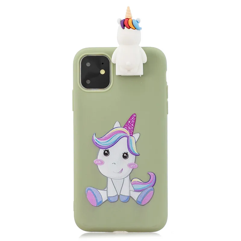 3D мягкий чехол из ТПУ для iPhone 11 Pro Max с милой пандой, единорогом, котом, медведем, подставкой для iPhone 11 X XS Max XR 6 7 8 Plus 5 S SE