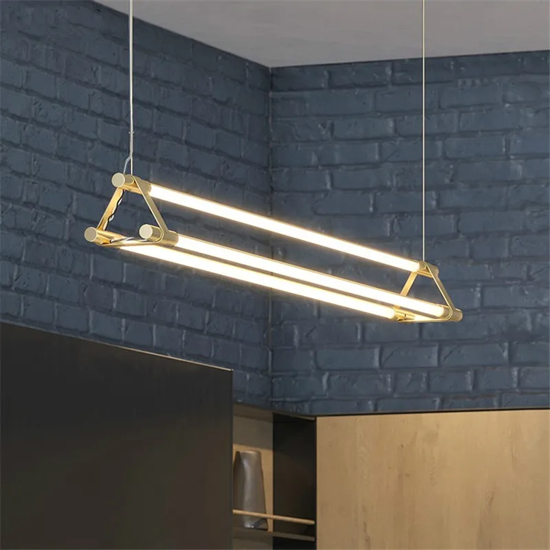 

Nordic Minimalist Pendant Lights Simple Long Strip Restaurant Bar Hanglamp Modern Creative Luxury Brass Dining Room Hanging Lamp