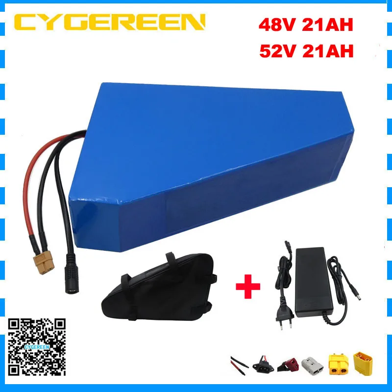 1000W 48V 21AH Electric Bike Battery Pack 52V 20AH Triangle Lithium