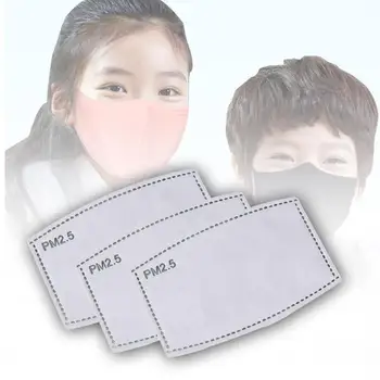 

100Pcs/Set PM2.5 Anti Haze Mouth Mask Replaceable slice 5-Layers Non-woven Children Kids Activated Carbon 10x7cm