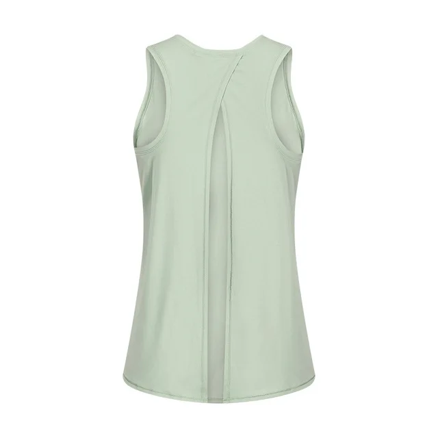 Solid Color Fitness Women Tank Top Back Strap Yoga Shirt Vest Loose-fitting Blouse Gym Clothe Breathable Quick-drying Sportswear Water Cearb