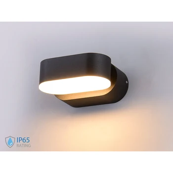 

V-TAC LD9817C wall sconce Led wall Dayna 6W 3000K remanufactured black oval adjustable 360 degree IP65 SKU-8288