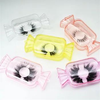 

Wholesale 20pcs/set Candy Shape Empty False Eyelash Packaging Box Bulk Custom Logo Acrylic Lash Package Case With Tray 40#8