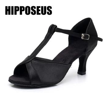 

Hipposeus Ballroom Dance Shoes Latin Dance Shoes For Women Ladies Girls Cha Cha Tango Dancing Shoes Salsa Sandral Quality Satin