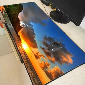 

XGZ Fire Cloud Seaside Scenery Extra Large Gaming Mouse Pad Locking Edge Mousepad Keyboard Pad Mouse Mat Computer Desk Mat