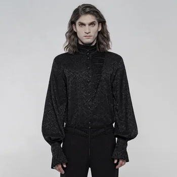 

PUNKRAVE Men's Gothic Daily Jacquard Long Sleeve Shirt Retro Simple Style Formal Rom Party Dress Shirts