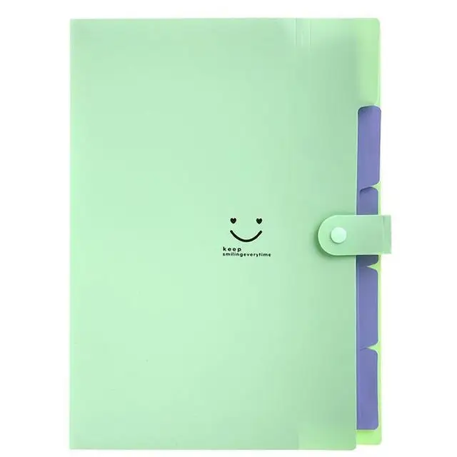 10 цветов Carpetas бизнес школа многоразового хранения экспандер бумаги(gudetama) A4 пластиковая папка для файлов карман - Цвет: Green