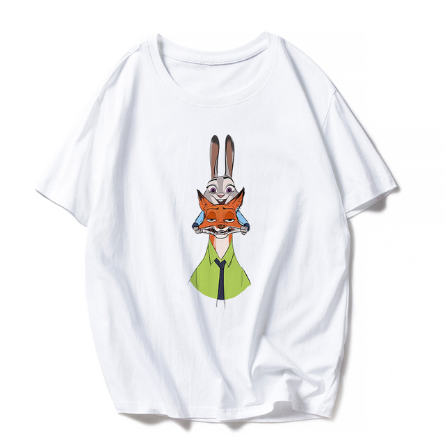 Look Fashion Fox Nick Rabbit Judy Graphic T Shirt Adult Unisex Tops Base Funny Girl Boy Disney Zootopia Kids Tshirt