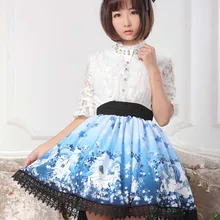 Принцесса Сладкая Лолита Юбки оригинальные Лолита печатные темно-синие звезды Пегаса Леди кружева половина длины юбка Модные женские GZWY092