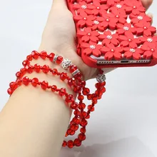 Ремешки для мобильных телефонов с кристаллами и бусинами для ключей, портативная веревка для IPhone, samsung, шейный ремешок, подвеска для телефона