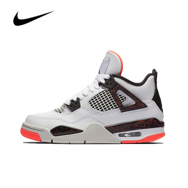 Оригинальный Nike Air Jordan 4 хит Лава GS женская Баскетбольная обувь Высокие удобные