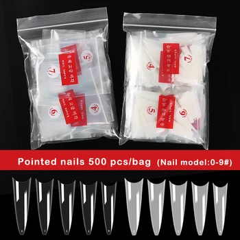 

500pcs French Extension Fake Nail Art Tips Half Cover Long False Nails Artficial Tip Flexible Resin Fingernails Tip DIY H082