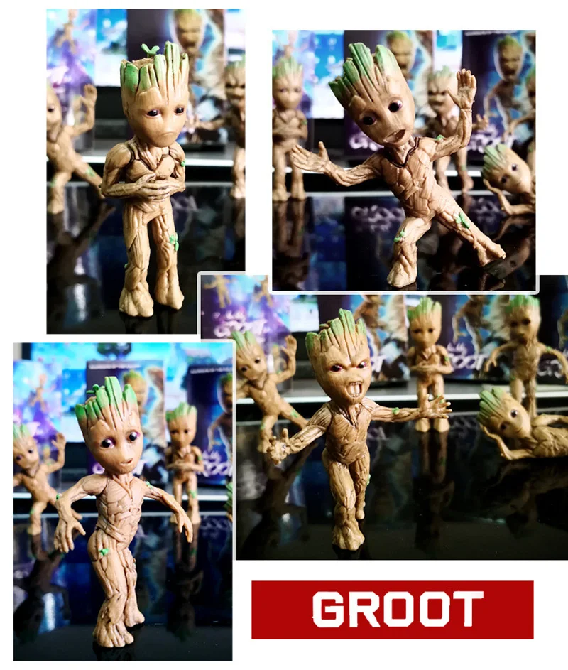 Strongwell Baby Groot фигурка дерево фигурка мужчины игрушка Marvel Groot фигурки детей милый подарок украшения дома аксессуары 1 комплект