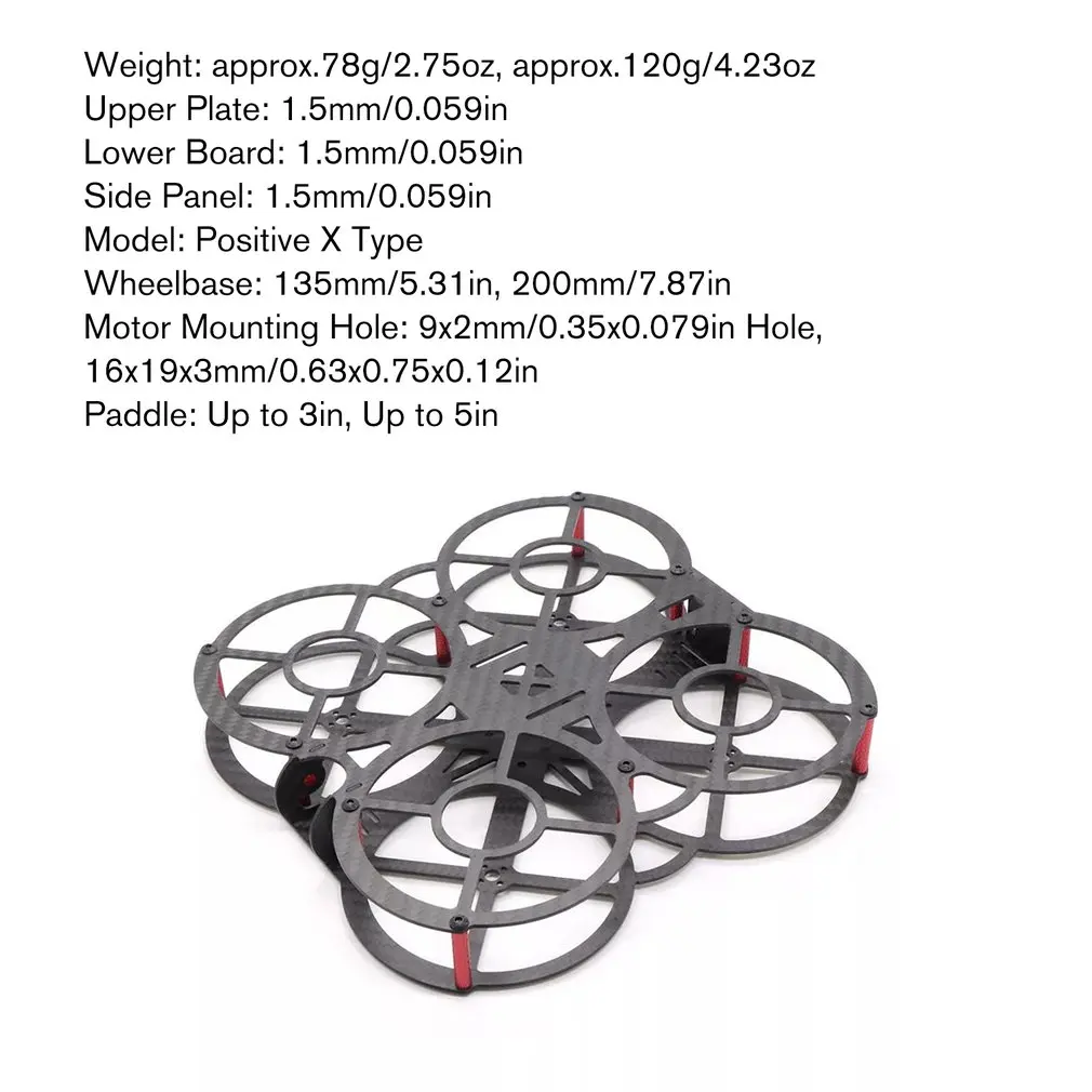 Мини X135 135 мм 3 дюйма/X200 200 мм 5 дюймов углеродное волокно FPV комплект гоночной рамы Вертолет Рамка для мини RC Дрон вертолет
