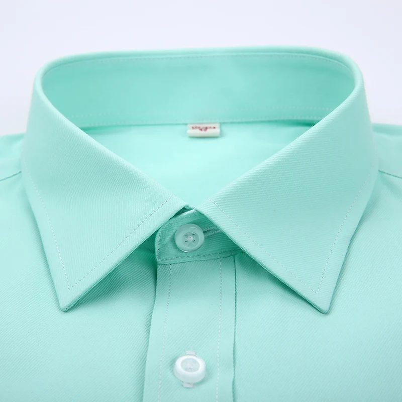 Summer business work shirt square collar short sleeved plus size S to 7xl solid twill striped formal men dress shirts no fade dress shirts