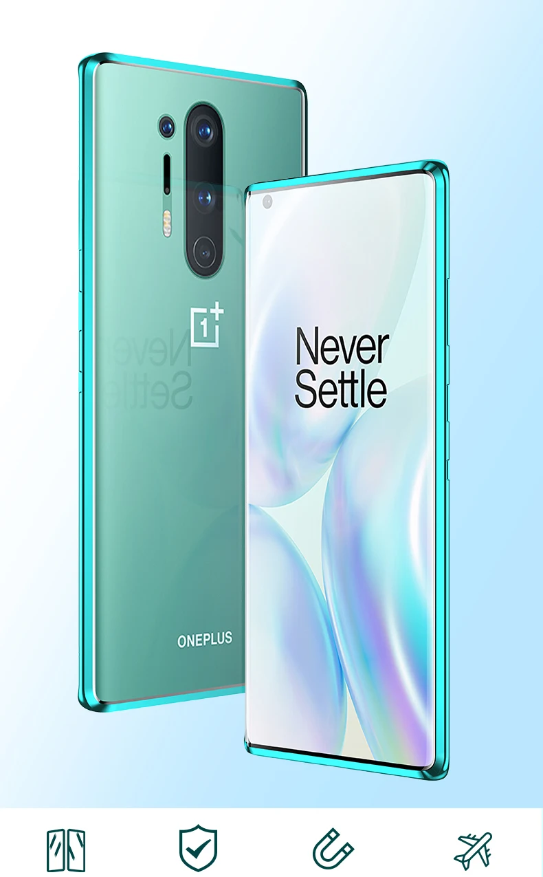 360 Full Magnetic Case For Oneplus 8t 8 Pro Aluminum Metal Bumper Tempered Glass Cover For Oneplus 9r 9 Pro 7 7t 6 Phone Case Aliexpress Cellphones Telecommunications