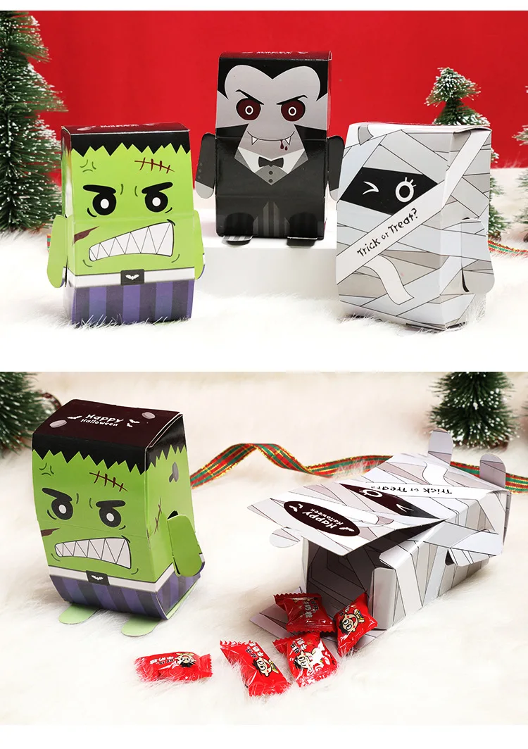 Halloween candy box packaging box Korean creative candy box wholesale packaging carton three style cute face wedding candy box