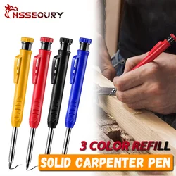 Jeu de crayons de charpentier, 7 têtes de recharge intégrées pour le travail du bois, marqueur de Construction, outil mécanique à trous profonds 
