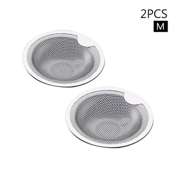 

2pcs/pack Food Filter Hair Collect Home Kitchen Sink Drain Bathroom Catcher Mesh Stainless Steel Waste Stopper Cover Plugs