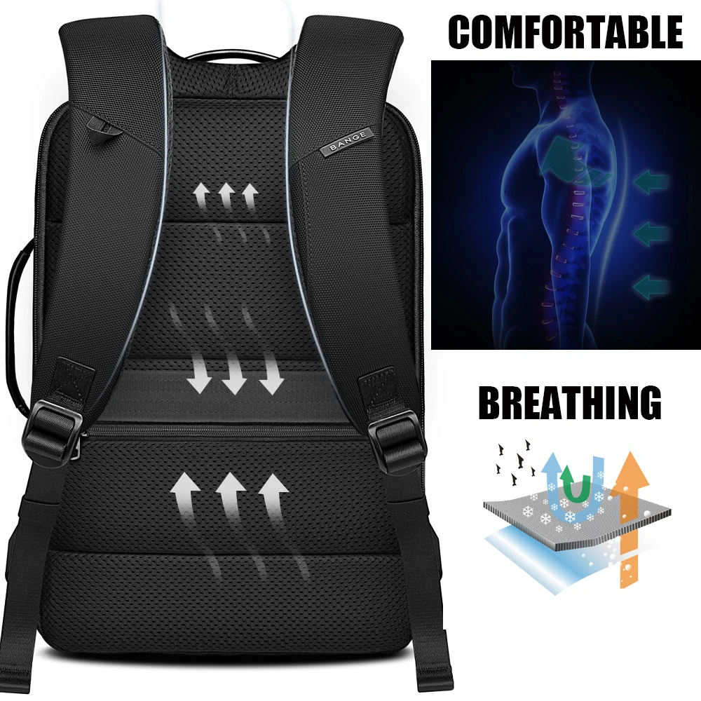 BANGE Brand Fashion Business Backpack For Men Travel Notebook Laptop Backpack Bags 15.6 inch Anti theft Male Mochila For Teens 2