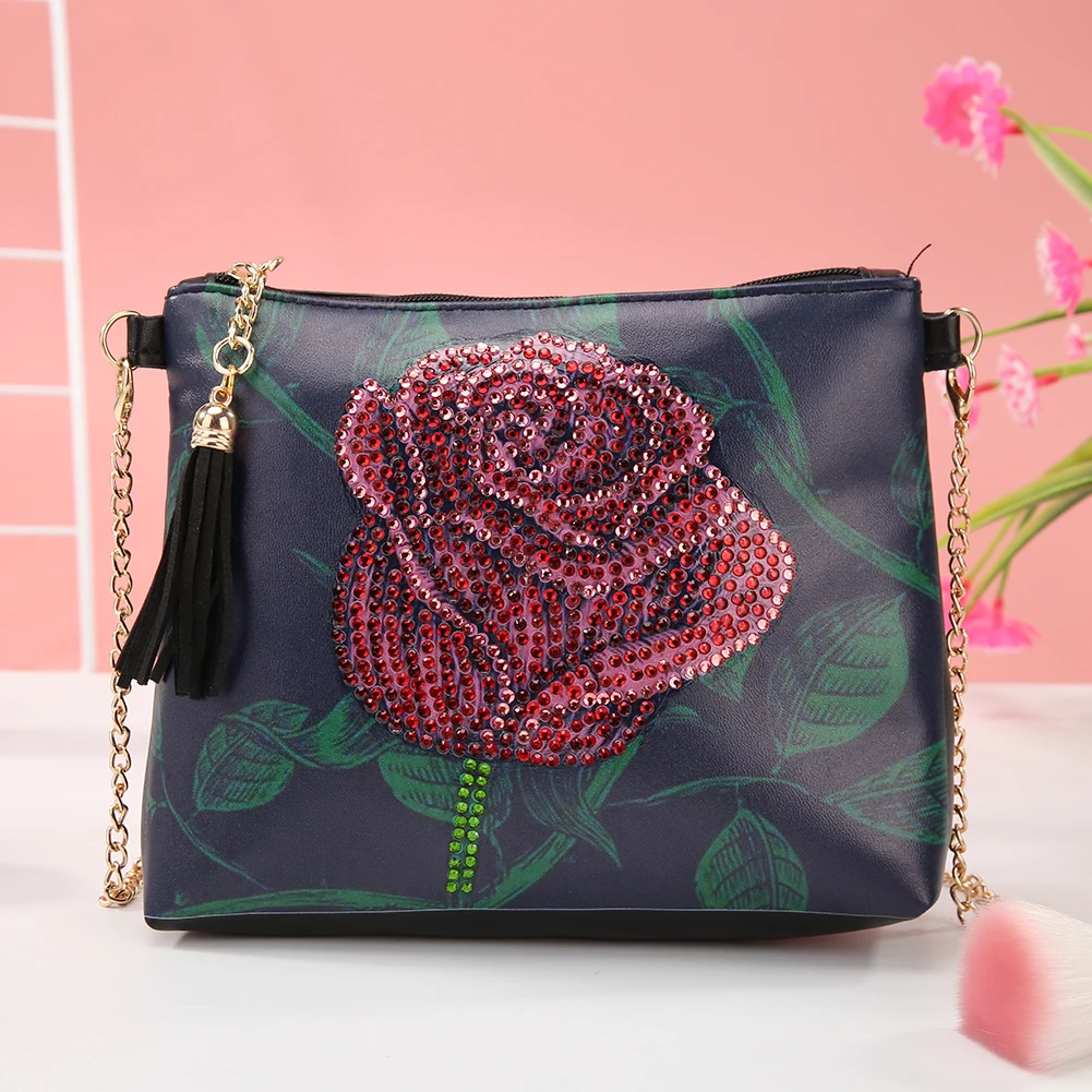 Diamond Painting 5D Butterfly Flower Leather Crossbody Chain Bags DIY Diamond Embroidery Bag Purse Pouch diamond painting