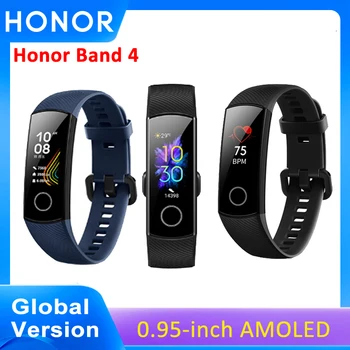 

Original Honor Band 4 Smart Bracelet Color Touchscreen 0.95 inch AMOLED Swim Heart Rate Sleep Snap Monitor 5ATM Global Version
