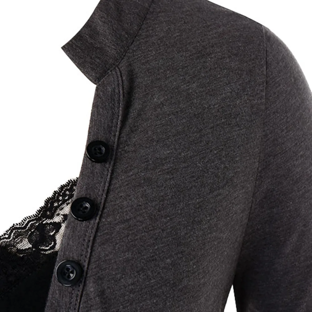 Женская Асимметричная рубашка с кружевными вставками и длинным рукавом ROSEGAL