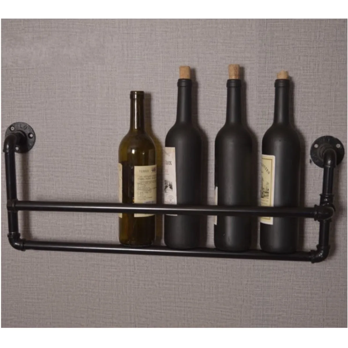 

Wall Mounted Metal Iron Pipe Wine Holder Wine Rack Shelf Display Stand for Bar Kitchen Decor Industrial Style