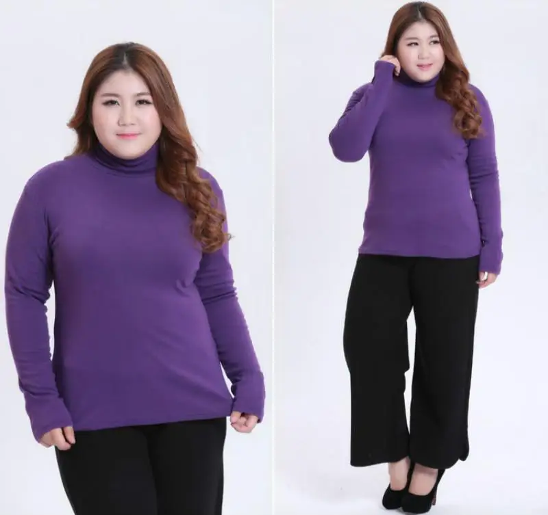 5XL 6XL осень размера плюс приталенные Топы женские зимние хлопковые рубашки большого размера топы водолазка Повседневная теплая приталенная одежда