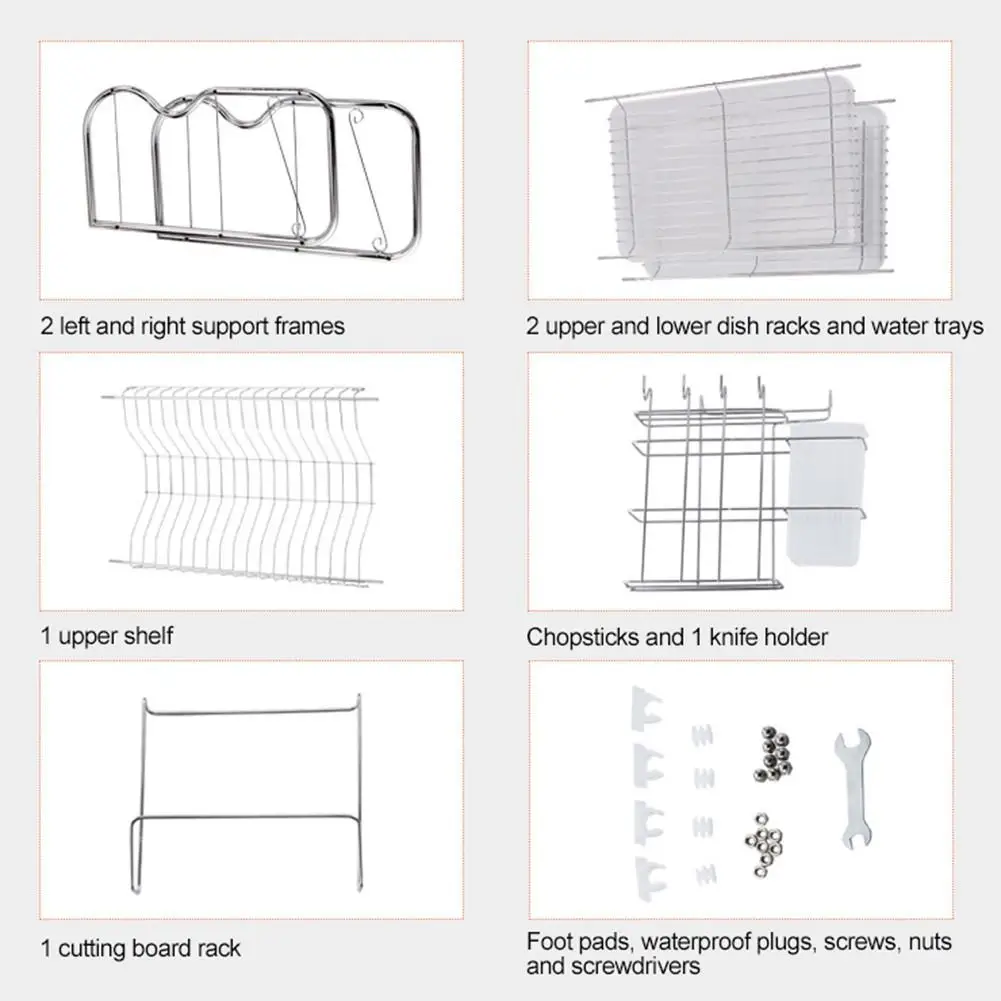 3 слоя сушки посуды стеллаж для хранения держатель корзина хромированный домашней стирки большое Кухня сушилка для посуды сушилка Организатор