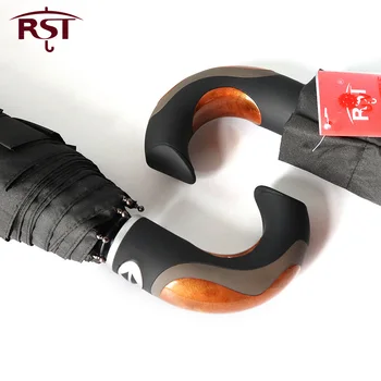

Automatic Strong Umbrella Creative Wood Grain Stitching Windproof 3Fold Rain Women Classic English Style Business Men Umbrella