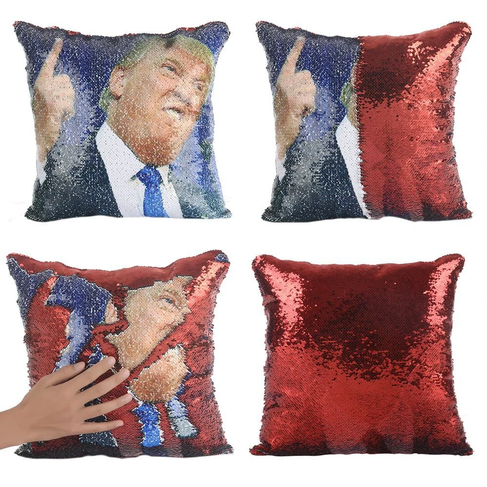 Супер Сияющий Трамп магический Реверсивный цвет меняющая Подушка с блестками чехол волшебный Николя клетка Наволочка декоративная диванная кровать