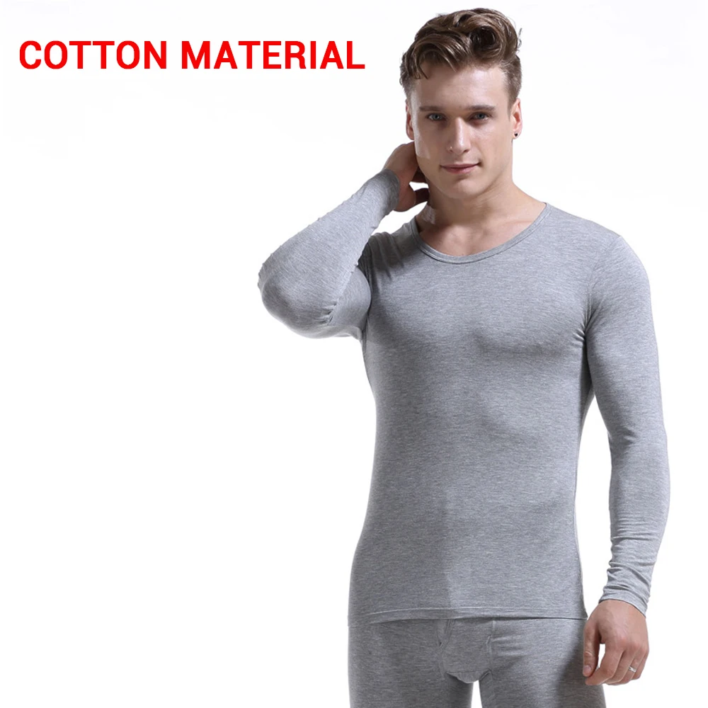 Cotton-Light Grey Мотоциклетный комплект термобелья, Мужская мотоциклетная куртка+ штаны, длинные рукава, подштанники, сохраняющие тепло, L-3XL, 7 цветов, для зимы и осени - Цвет: Cotton-Light Grey