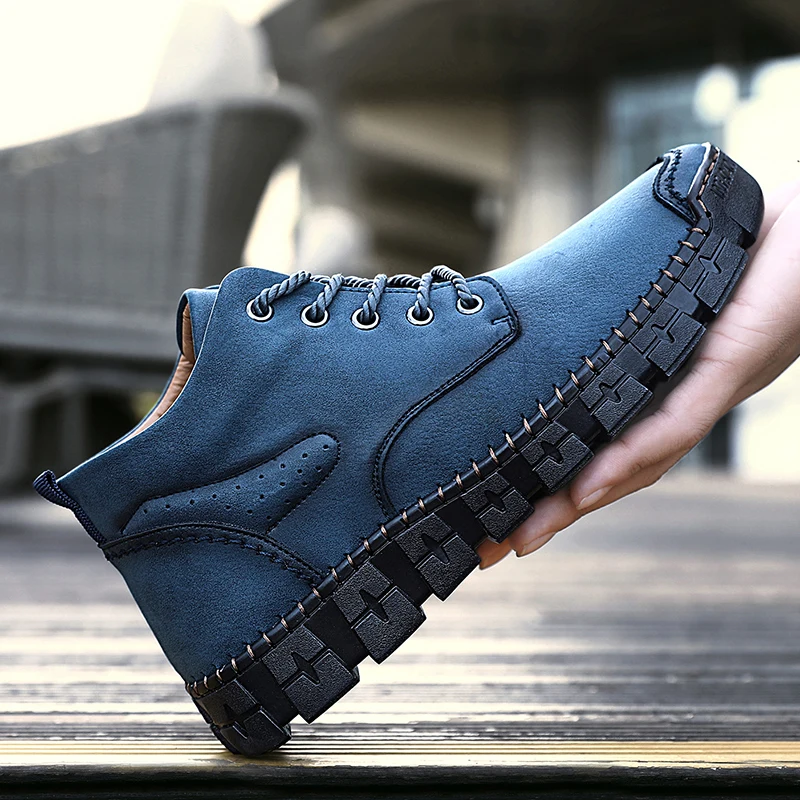 Mans Boots Soft Leather Men Ankle Shoes Wearable Rubber Sole Mens Casual Boots Trend Mens Fashion Boot Suede