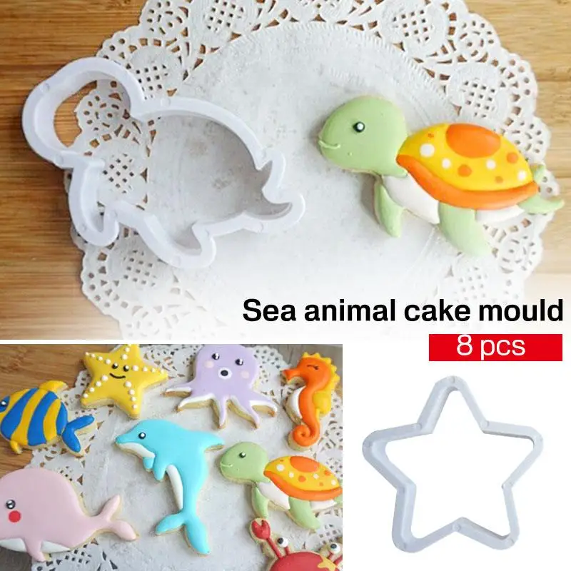 SOLEDI Пластик eco-friendly Fondant(сахарная) формы морского животного для свадебных кондитерских изделий не имеет вкуса печенья прессформы вечерние Кухня 8 шт./компл. удобно