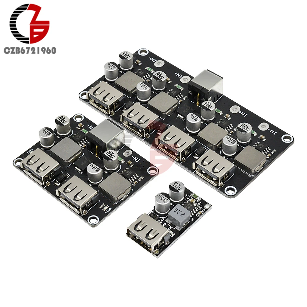 

1 2 4 USB 6-32V to 5V QC3.0 QC2.0DC-DC Step Down Car Fast Quick Charging Module USB Buck Converter 9V 12V 24V Voltage Regulator