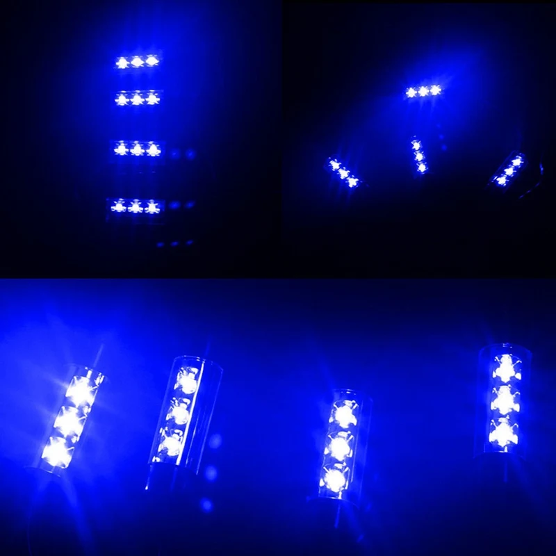 4 шт./компл. 12V Синий светодиодный авто светильник тире пол украшение, атмосферная лампа автомобильная декоративная лампа на солнечных батареях, сигарета светильник er
