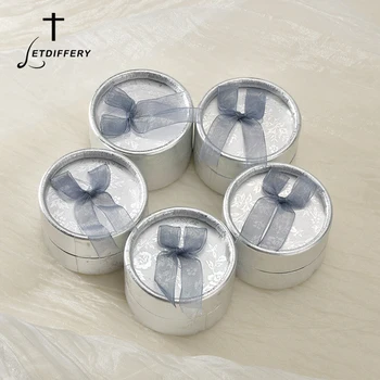 

Letdiffery 1PC Jewelry Organizer Storage Gift Box Steel Bowknot Paper Ring Box Packaging Container