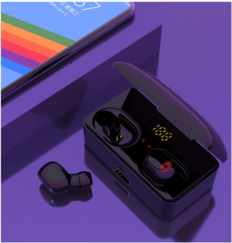 

CALETOP Bluetooth 5.0 Earphone TWS Earbuds with Microphone Handsfree Hifi Stereo Heavy Bass Headset LED Display Charging Case