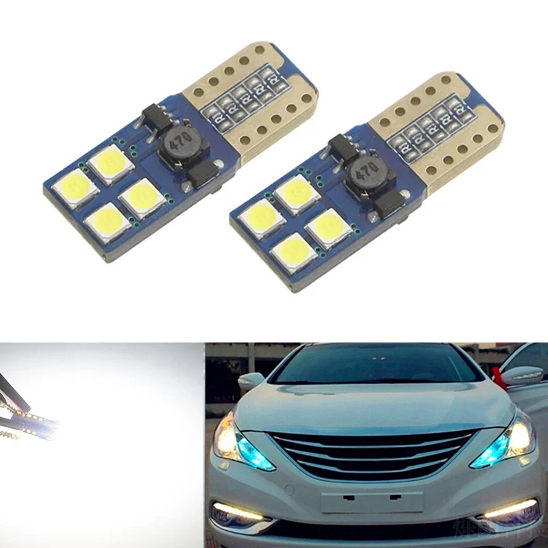

2pcs T10 White Canbus W5W LED Car Light Error Free 8SMD 3030LED 501 Warning Side Light Bulbs Sidermarker Parking Lighting